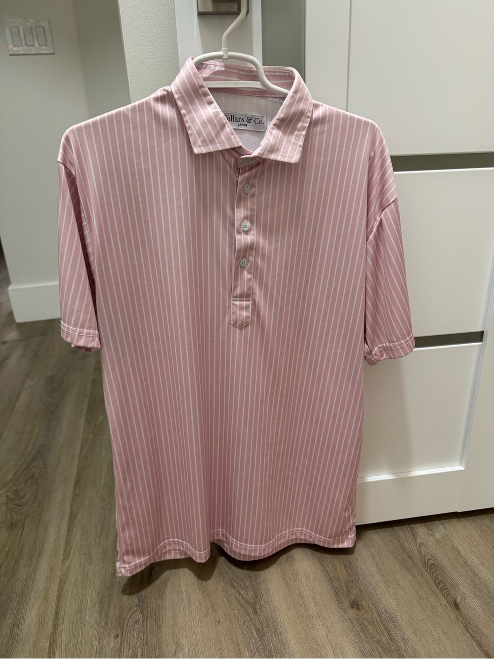 Collars & Co. Pink Striped Short Sleeve Shirt – Large